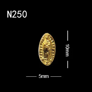 10pcs N250 10 шт./лот 3D золотого сплава Иисуса сердца крест богини серии ногтей Подвески - Цвет: 10pcs N250