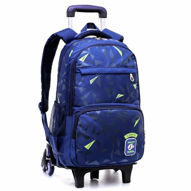 Boy Stylish Waterproof Children School Bags With 2/6 Wheeled Trolley Backpack Gift Boys Removable Backpack Luggage Bag Schoolbag