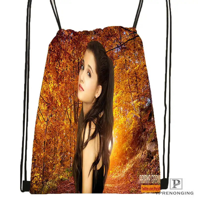 Drawstring Backpack На заказ Ariana Grande#10 походная сумка на шнурке милый рюкзак для детей(черная спинка) 31x40 см#180531-02-42 - Цвет: Drawstring Backpack