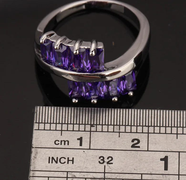 Гладкий Фиолетовый Цирконий стерлингового серебра 925 Ювелирные украшения