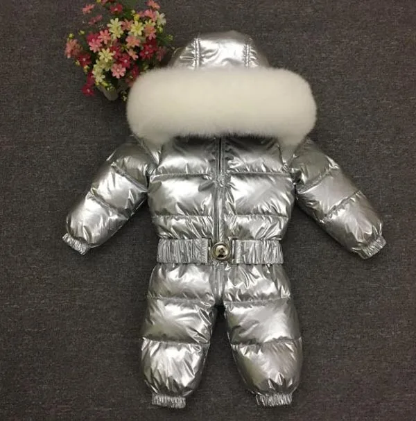 yin se white fur Детский пуховик, детский лыжный Пуховый комбинезон, пальто с воротником из натурального енота для детей 0-4 лет - Цвет: yin se white fur