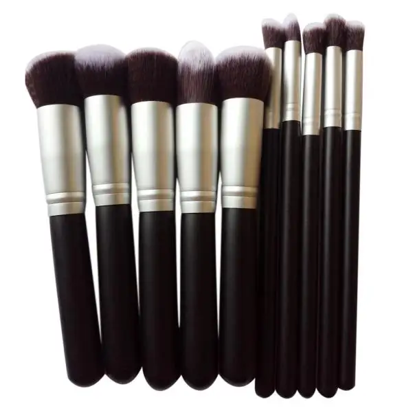 OutTop Hot Sale 10PCS/SET Black Silver Cosmetic Brush Set Powder Eyeshadow Tool Professional Wooden Handle Feb11 | Красота и здоровье