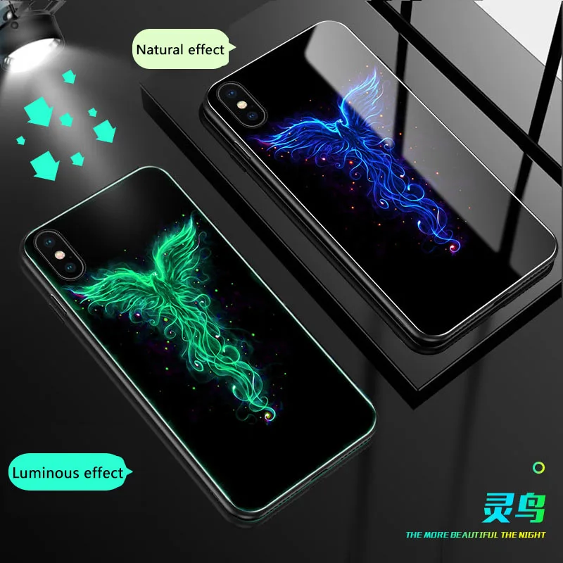 Бабочка оборотень чехол в виде светящегося стекла для iphone 11 Pro 6 7 8 Plus Роскошная стеклянная задняя крышка для iphone X XS MAX XR чехол для телефона s - Цвет: 03
