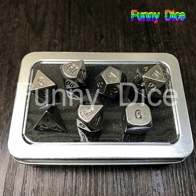 Новый металлический Набор из 7 игральных костей d4 d6 d8 d10 d % d12 d20 для настольной игры