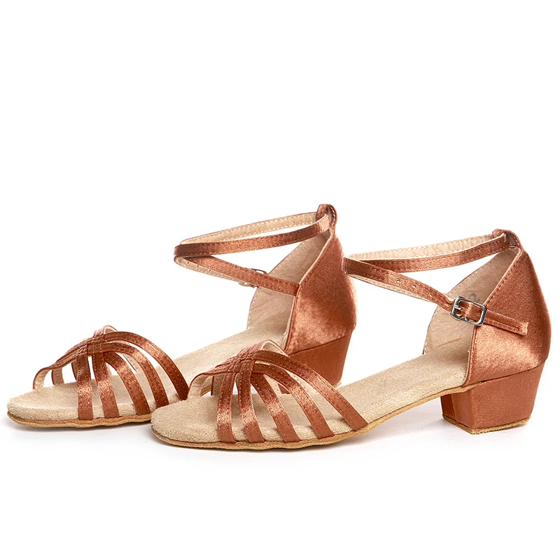 Dance Shoes Christmas Gift Ballroom Latin Kids Satin Suede Oxfords Low Wear Resistance Low Price Wholesale Hot Practice HEEL 3.5