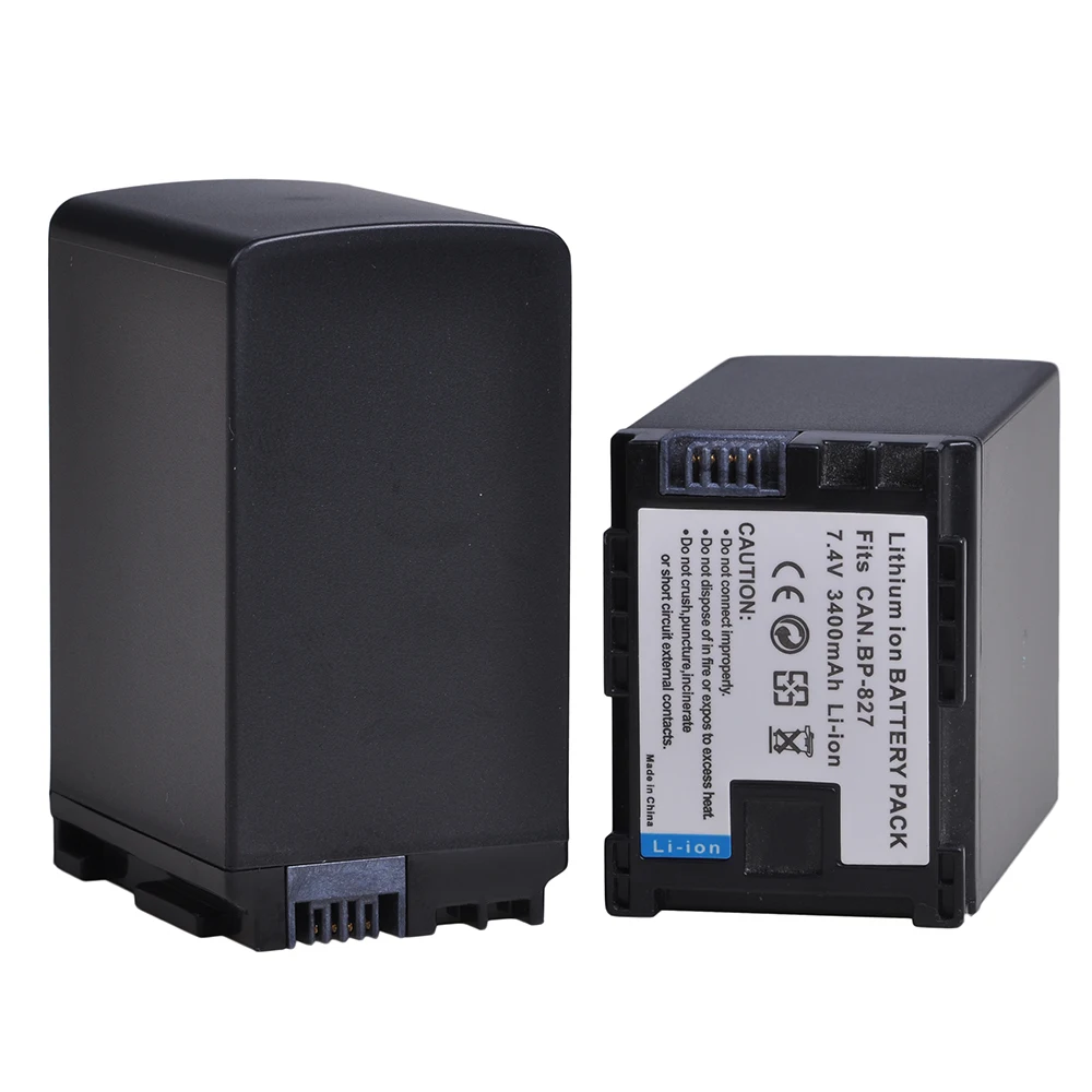 Фото Аккумулятор BP827, 2 шт., 3400 мА · ч, 2 шт., зарядное устройство с двумя USB-разъемами для Canon VIXIA HF21, HF200, HG31, XA10, HF20, HF10, HF100, HF100E, HG20, HG21, HF11 №5