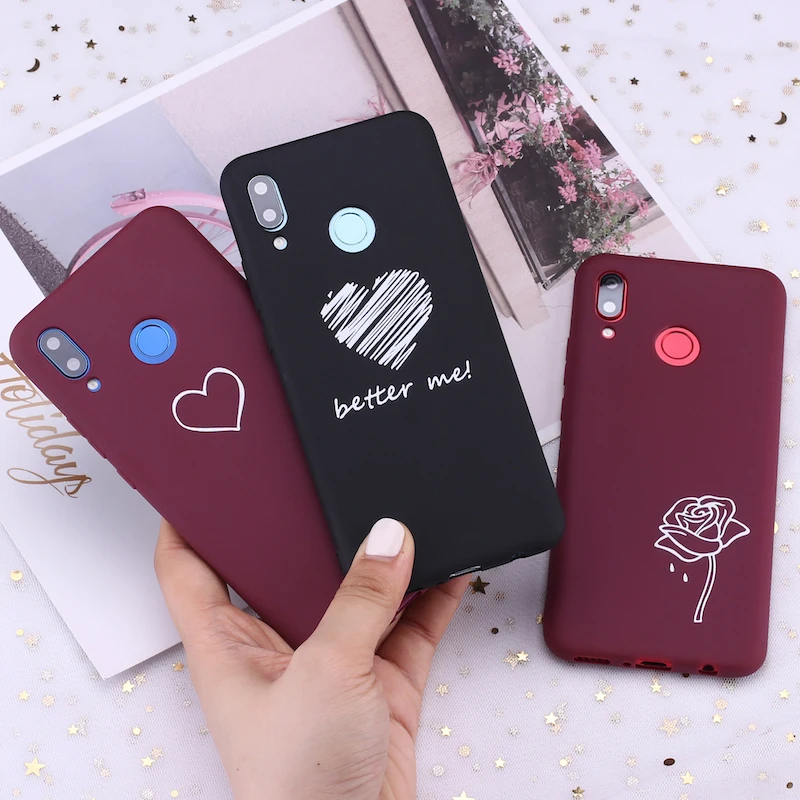 

For Xiaomi Mi Redmi Note 5 6 7 8 9 10 lite Pro Plus Burgundy Heart Roses Tears Candy Silicone Phone Case Cover Capa Fundas