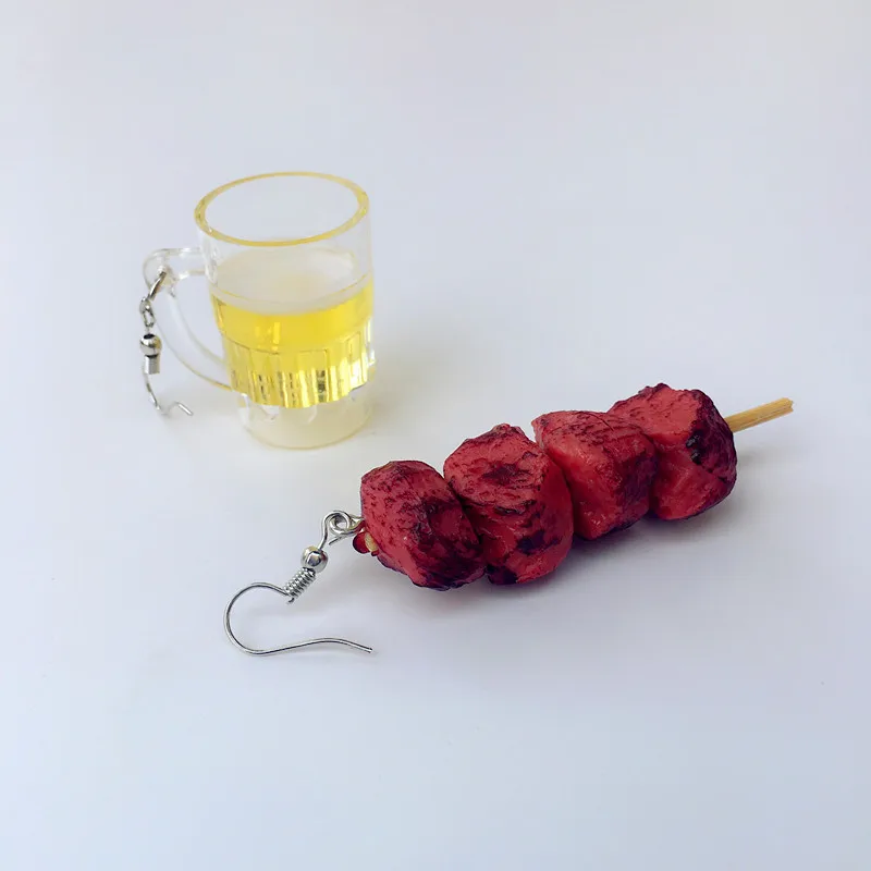 Женские креативные суперзабавные серьги подвески для барбекю мяса рыбы овощей