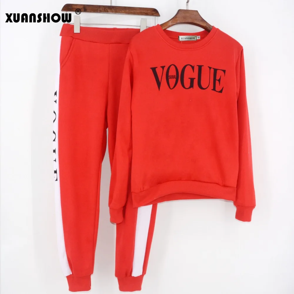XUANSHOW спортивный костюм женский 2019 Осень зима Женский VOGUE Письмо напечатано 0