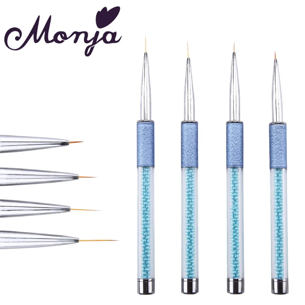 Monja 5/7/9/12/15 мм Nail Art французский полоски линии цветочный дизайн рисования Лайнер Кисть с ручкой для маникюра инструмент