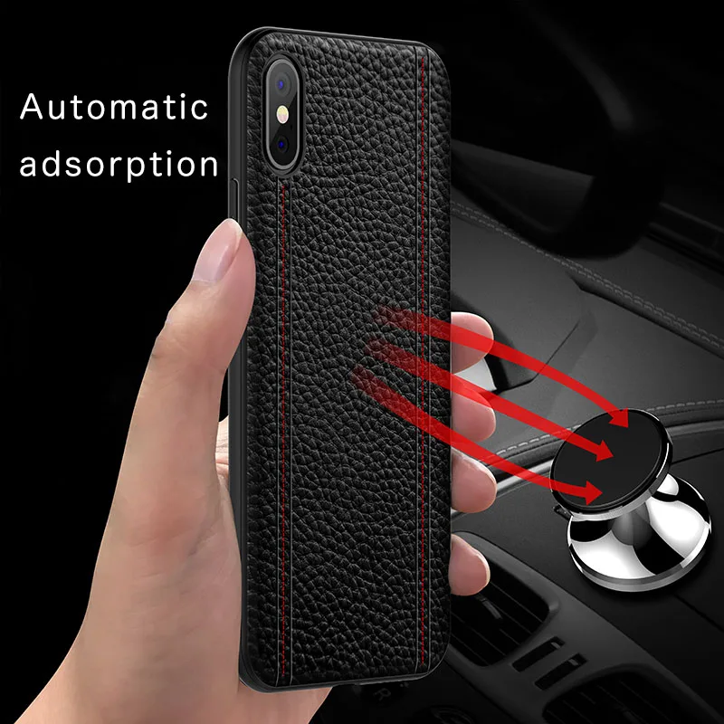 Роскошный чехол из натуральной кожи для IPHONE XS MAX XS X XR, полностью защитный чехол из воловьей кожи, адсорбционный магнит