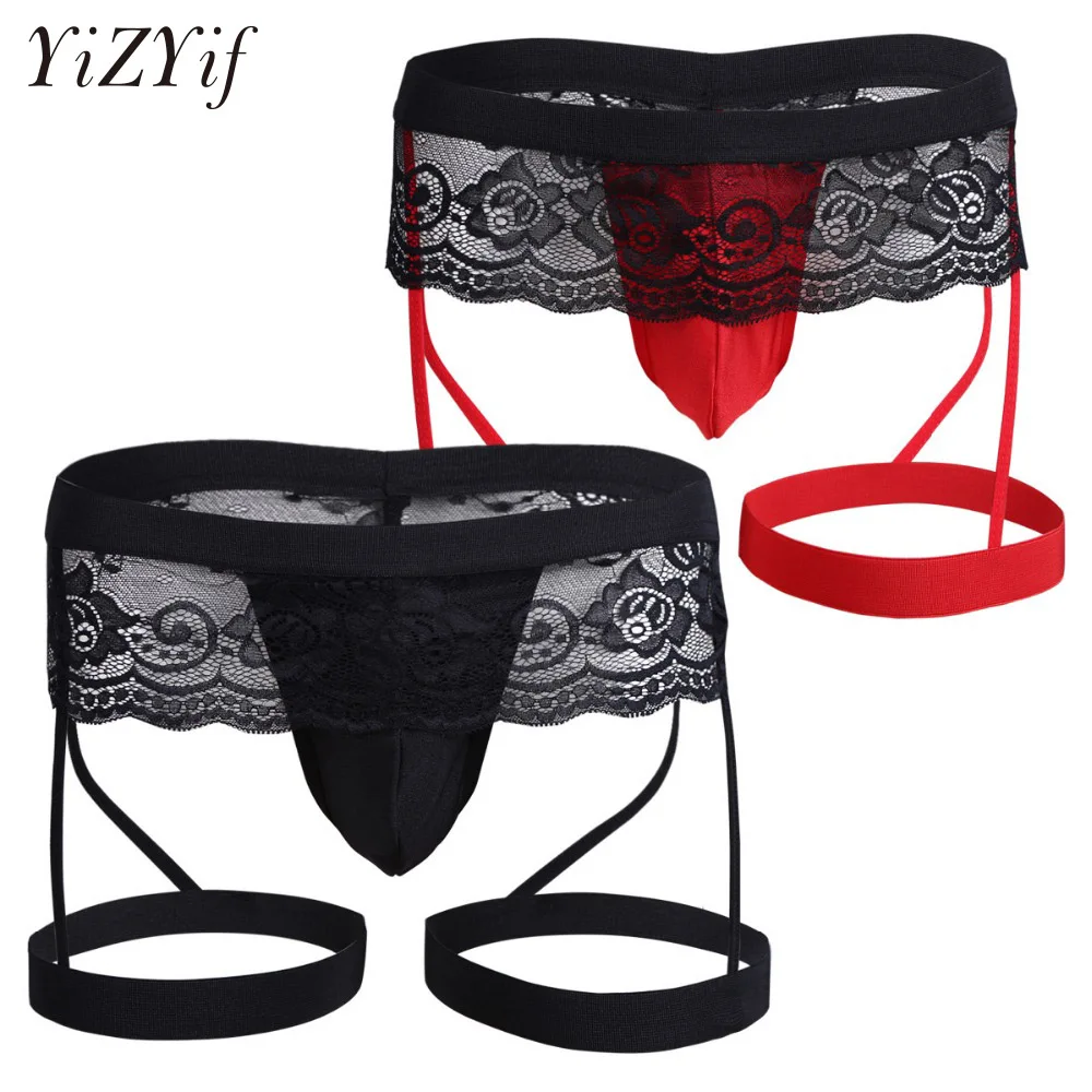 Сексуальное мужское нижнее белье Sissy Tangas кружевные стринги прозрачные мужские