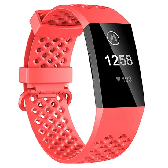 Honecumi для Fitbit Charge 3 ремешок мягкий ТПУ наручные часы ремешок для Fitbit Charge 3 сменные аксессуары маленький большой - Цвет: Red with holes