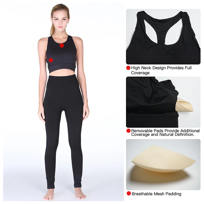 Quick Dry Running Yoga Bra Top Women Back Workout Sport Brassiere Anti-sweat Nylon Fitness Halter Wireless | Спорт и развлечения