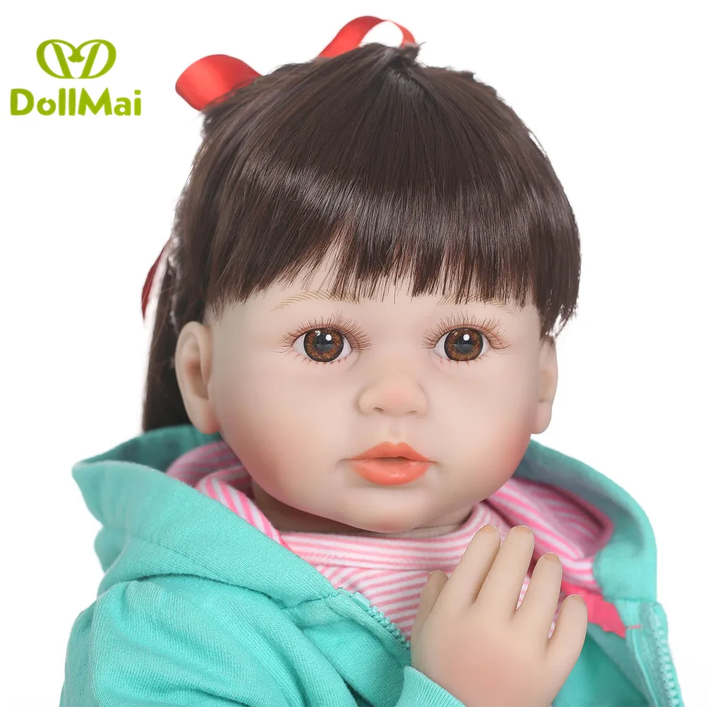 Girl reborn dolls 58cm vinyl silicone baby lifelike with giraffe magnetic pacifier children gift Bebes | Игрушки и хобби