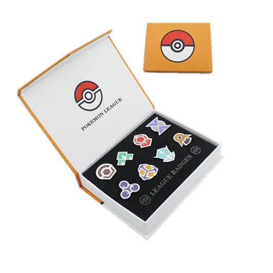 Покемон значки Gym Kanto Johto Hoenn Sinnoh унова калош Лига регион оранжевые острова булавки броши коробка набор подарок косплей реквизит - Цвет: Kalos Region Gym 2