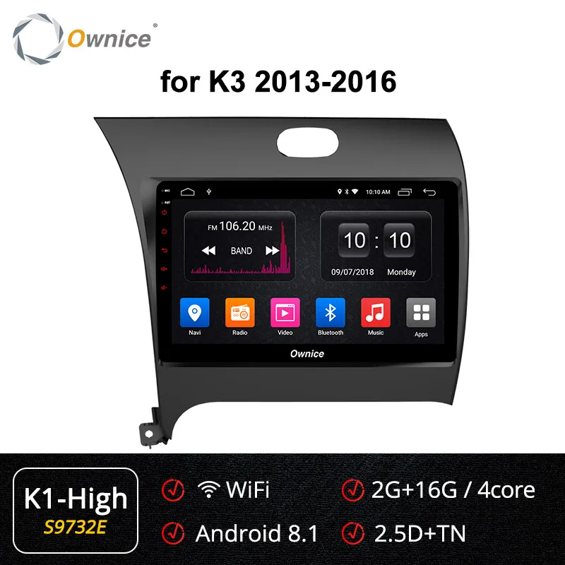 S9732 K1-High Ownice Android 9,0 Восьмиядерный автомобильный Радио плеер DVD 4 Гб+ 64 Гб gps Navi для Kia Cerato K3 Forte 2013 k3 k5 k6 DSP 4G - Цвет: S9732 K1-High