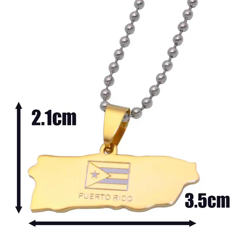 Zkd Пуэрто-Рико карта Национальный флаг ожерелье из нержавеющей стали | Украшения
