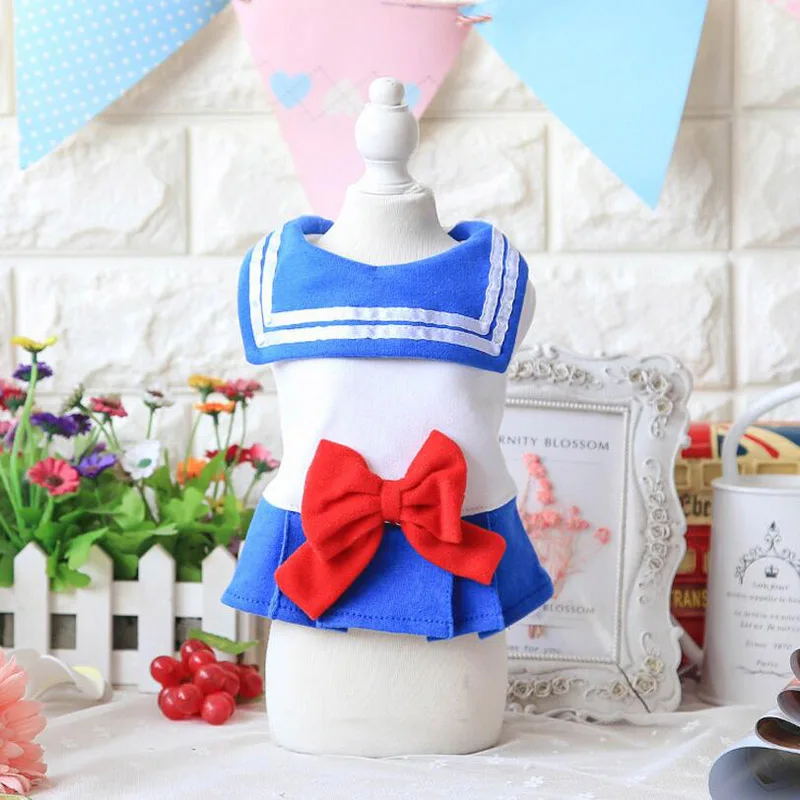 Модная одежда для собак домашних животных цвет синий красный Размеры xs-xl платья с