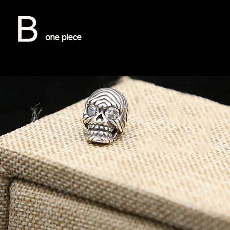 B white one piece Новые серьги-гвоздики, 925 пробы, серебряные серьги-гвоздики, Винтажные Ювелирные изделия, тайское серебро для женщин и мужчин, индивидуальный череп GE4 - Окраска металла: B white one piece