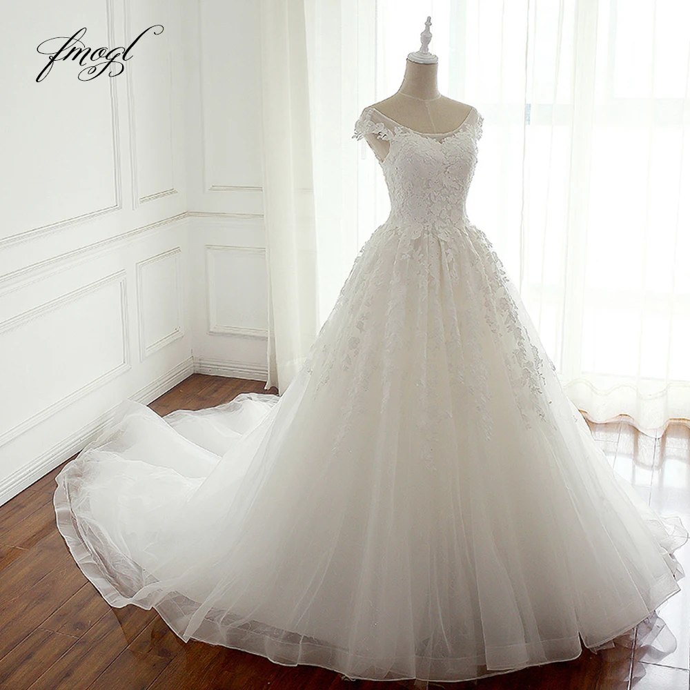 Женское свадебное платье Fmogl ТРАПЕЦИЕВИДНОЕ с рукавами крылышками модель 2019|princess