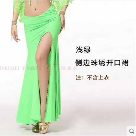 light green Новые костюмы для танца живота, сексуальные Кристальные хлопковые раздельные юбки для танца живота для женщин, юбки для танца живота - Цвет: light green