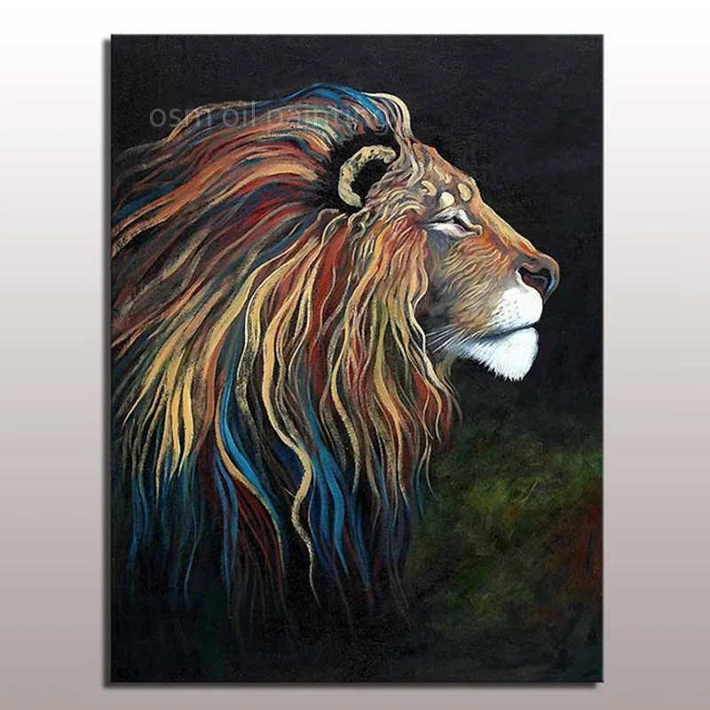 Абстрактная животная масляная живопись на холсте Ручная роспись голова льва для