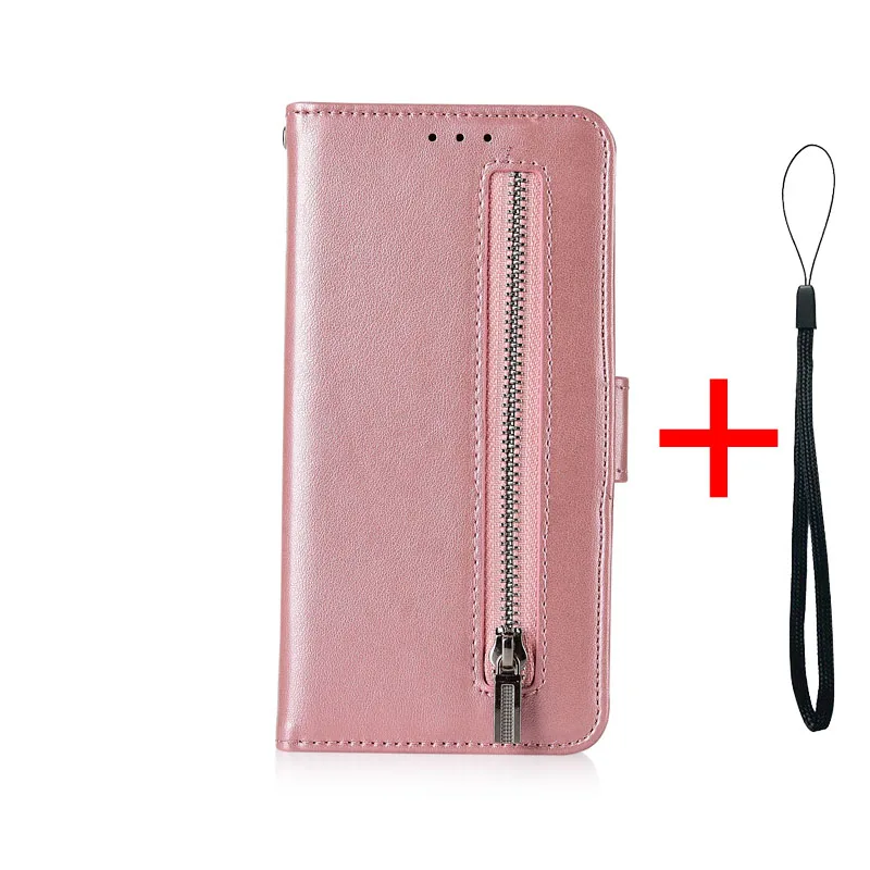 61zipper--Pink Чехол для Samsung Galaxy J2 J3 J4 J5 J6 J7 J8 плюс M10 M20 M30 S10 5G Plus S10e кожаный кошелек с молнией чехол с ремешком и слотом для карт - Цвет: 61zipper--Pink