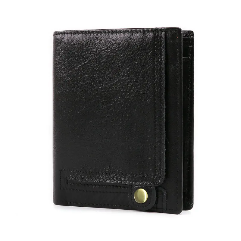 black men wallet GENODERN натуральная кожа Rfid кошелек для мужчин Crazy Horse кошельки маленькие короткие мужские сумки для денег качественные дизайнерские мини Walet - Цвет: black men wallet