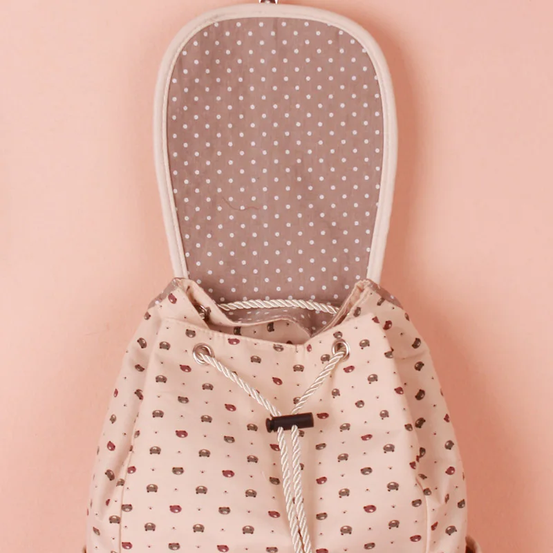 Женский тканевый рюкзак с милым медведем из мультфильма школьный застежкой на