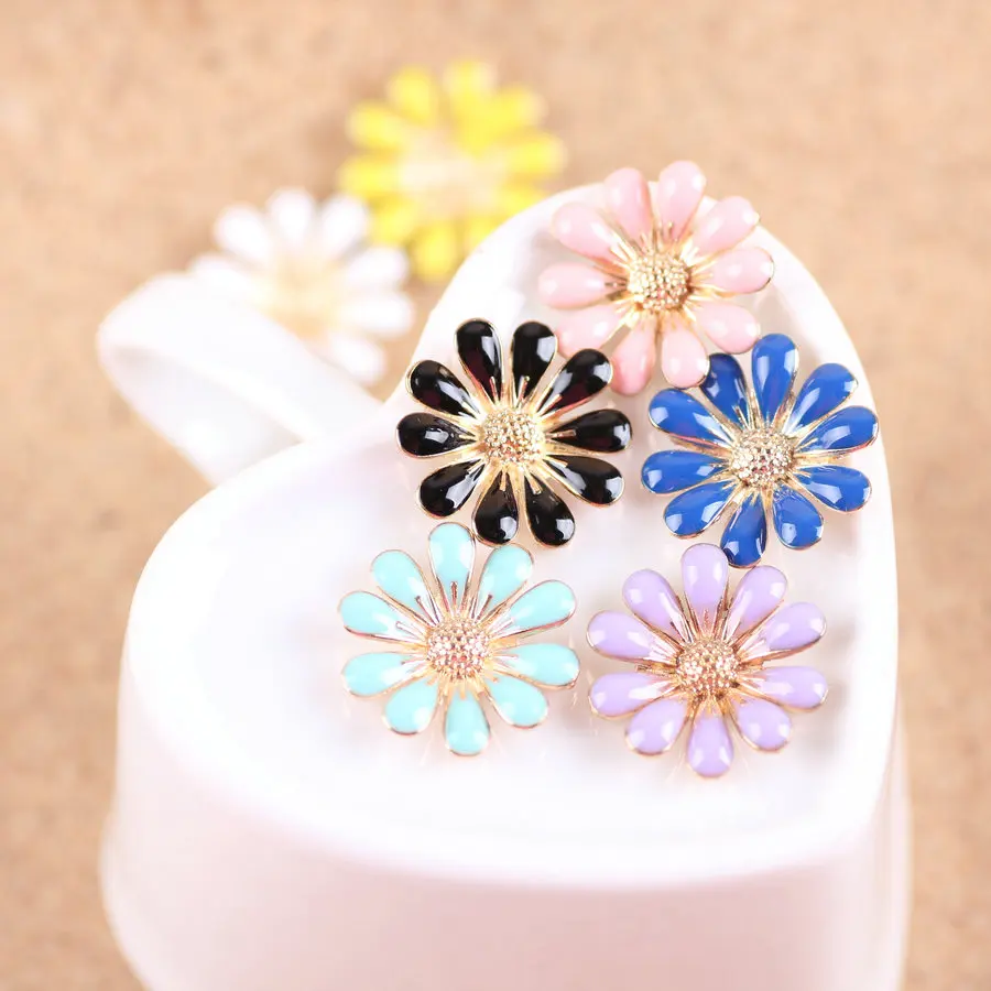 Бесплатная доставка 50 шт./лот разноцветные пуговицы из сплава в форме цветка