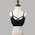 Новинка, сексуальный женский топ на бретельках с перекрестными ремешками, бюстгальтер с вырезами, бюстье, укороченный топ без косточек на бретельках, короткий топ на бретельках, женская футболка