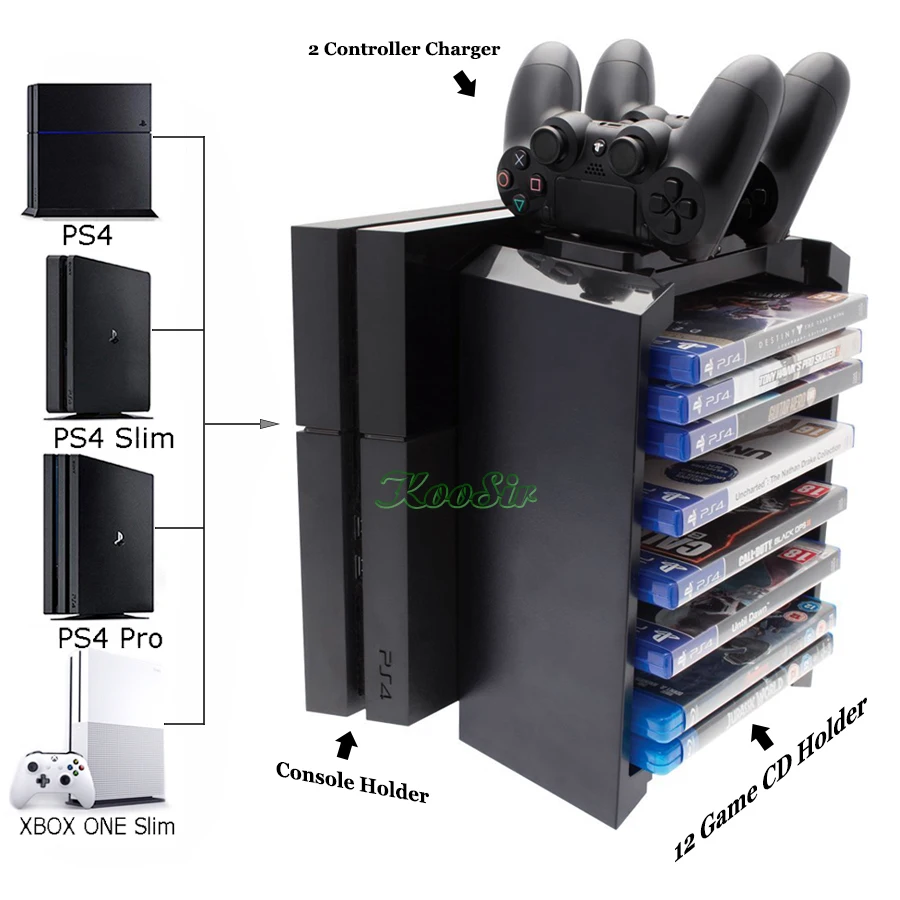 PS4/SLIM/PRO консоль Подставка для хранения игровых дисков башенный кронштейн PS 4 контроллер зарядная док-станция для игровой станции 4 Xbox one S