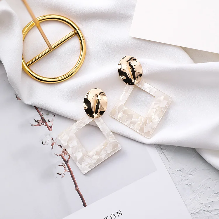 Женские акриловые серьги-подвески Jztop классические квадратные большие серьги с