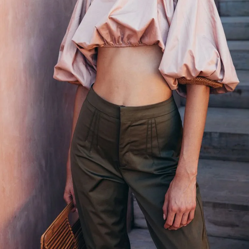 Женские длинные брюки карандаш TWOTWINSTYLE с высокой талией в винтажном стиле