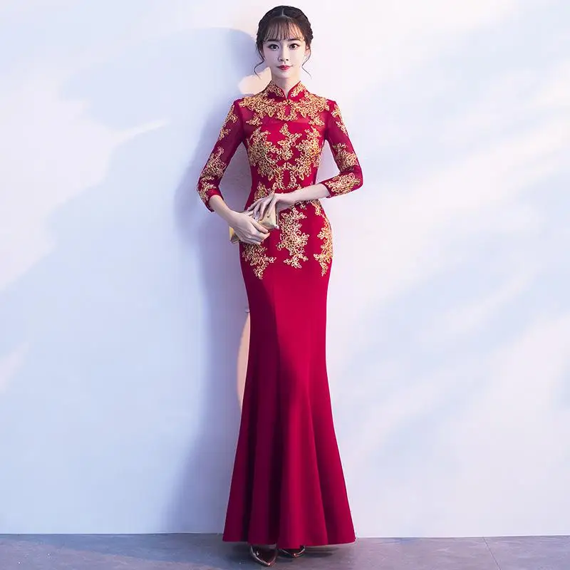 Для свадьбы, невесты, подружки невесты Qipao Традиционный китайский Для женщин длинные Чонсам Лидер продаж пикантные элегантные Вечеринка платье русалки Vestidos - Цвет: Style 3