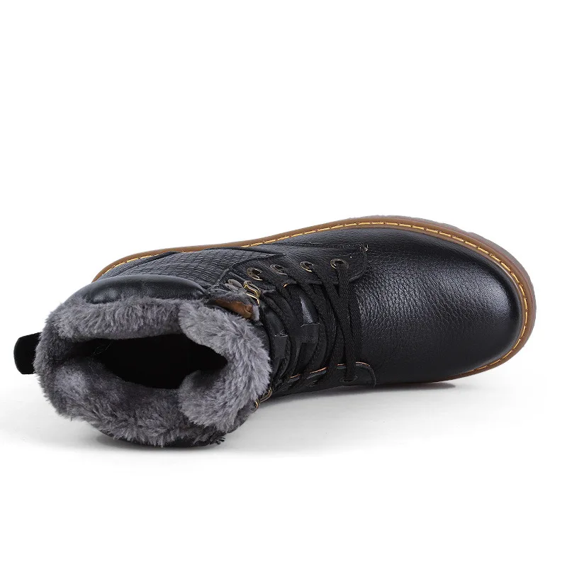 LAISUMK 2020 Warmest Winter Men's Boots Genuine Leather Handmade Men Snow For High Quality Plush Bottes hommes | Обувь