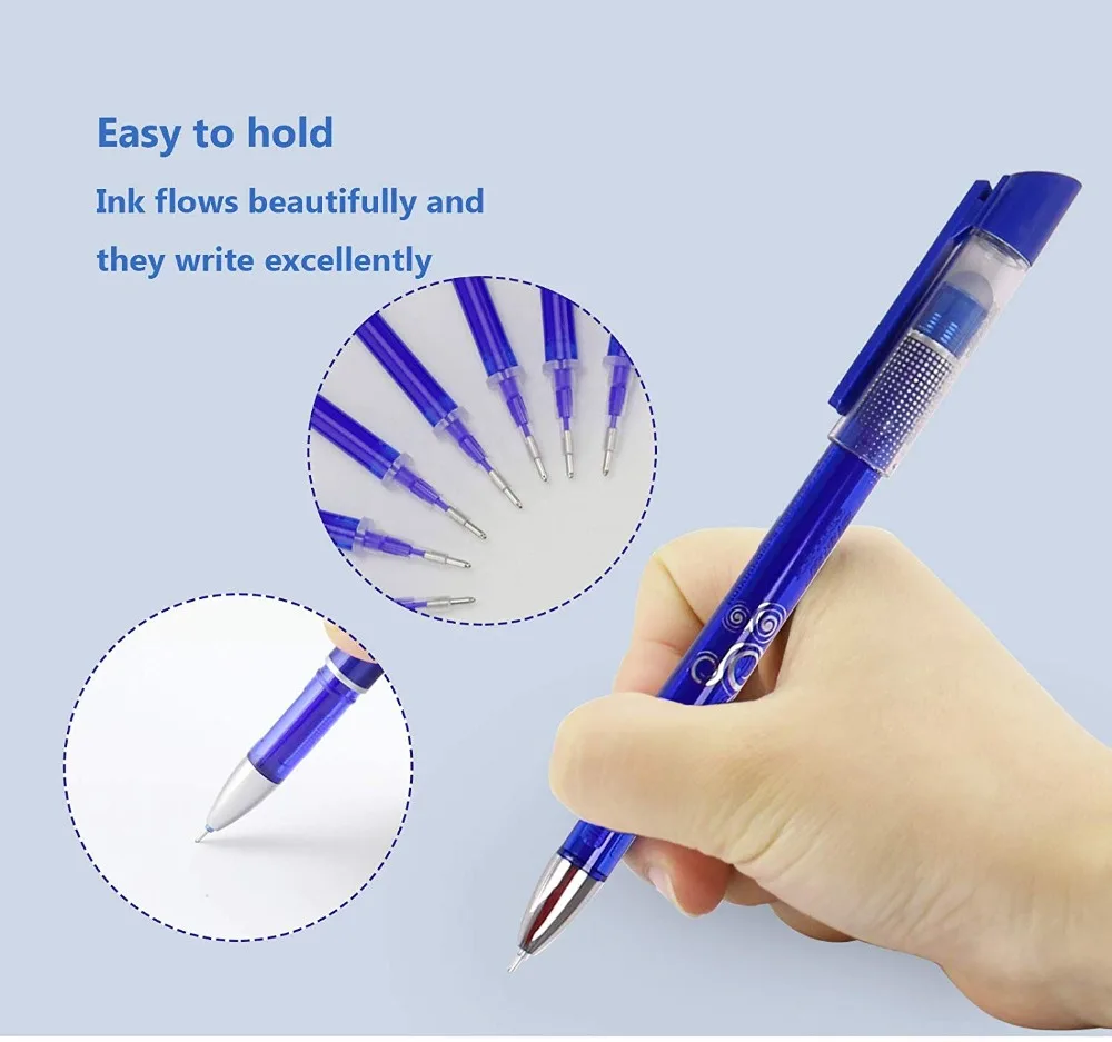 12 PCS Erasable Roller ball Pen and 20 Ballpen Refills More Ink Rub Out Pens Gel Ballpoint 0.5 mm Tip | Канцтовары для офиса и