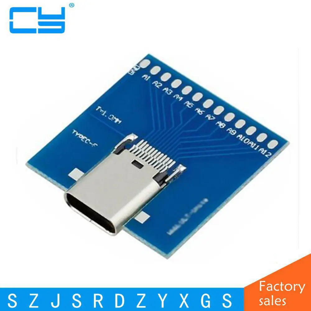 Стандартный адаптер для пайки с разъемом USB 3 1 Type C разъем тестирования PCBA плата 10