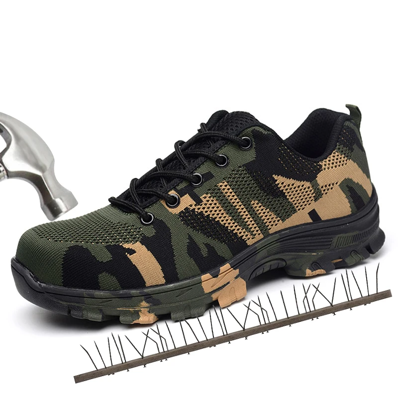 Men Work Safety Boots Plus Size Outdoor Steel Toe Cap Military Shoes Camouflage Puncture Proof Army | Обувь