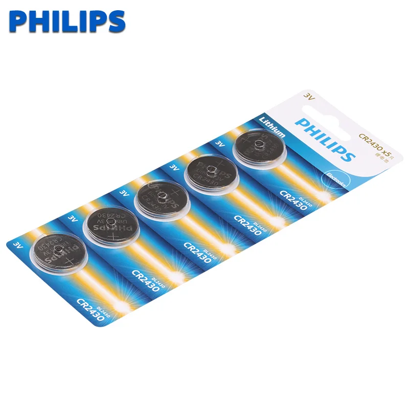 Philips 5 шт. новый оригинальный CR2430 3V CR 2430 кнопочный аккумулятор автомобильный пульт
