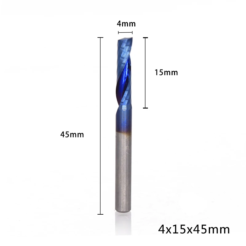 4x15x45L XCAN 1 шт. 4 мм хвостовик 8-32 мм длина резки одинарная Флейта концевая мельница с нано синим покрытием 1 флейта фреза Карбид ЧПУ Биты - Длина режущей кромки: 4x15x45L
