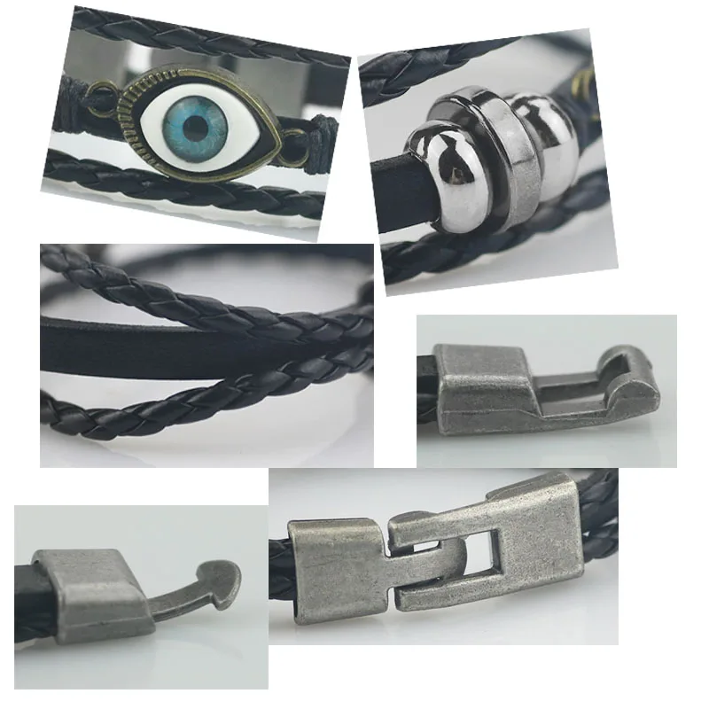 Новинка 2017 года Дизайн панк турецкий демон глаз Для мужчин женский черный кожа