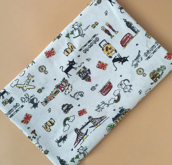 Симпатичная черно-Коричневая хлопчатобумажная льняная ткань с 3 узорами в форме