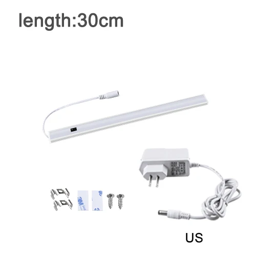 1X30cm US Adapter EeeToo светильник под шкаф, кухонный ручной волнистый датчик движения, светильник ing DC 12V светодиодный шкаф, светильник s для кухни - Цвет: 1X30cm US Adapter