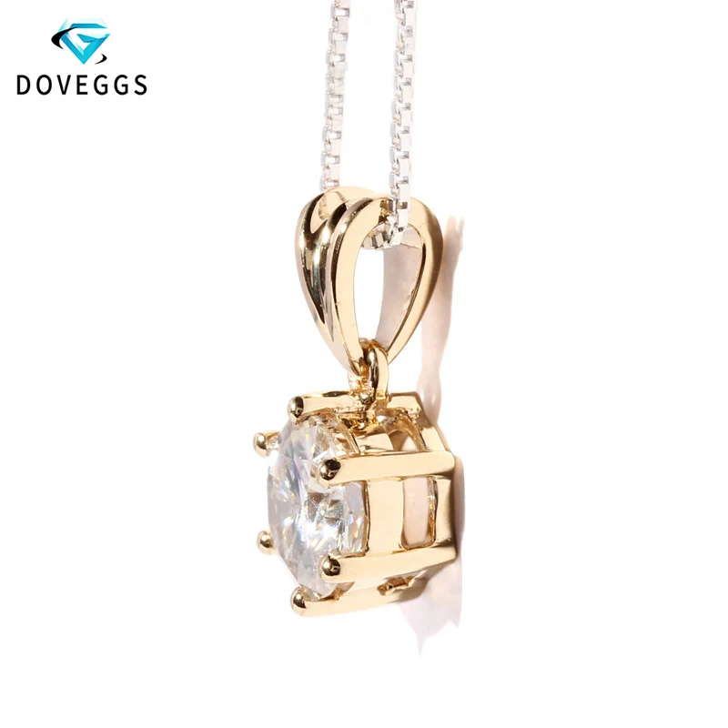 DovEggs 14K 585 Желтое золото 1ct карат F цветной лабораторный Выращенный мусанит солитер