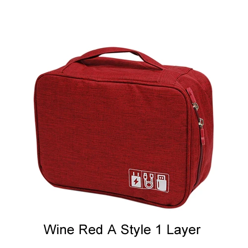 A Style Wine Red Дорожный кабель сумка зарядное устройство провод электронный цифровой гаджет Органайзер Чехол косметический набор Чехол шкаф аксессуары Принадлежности - Color: A Style Wine Red