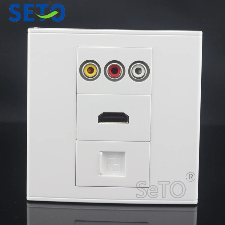 Гигабитная сетевая панель SeTo 86 типа RJ45 Cat6 Lan + RCA AV аудио HDMI настенная Keystone лицевая