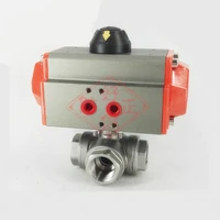 g1 12 dn40 stainless steel 304 three way t port pneumatic ball valve double acting ptfe seal water air oil