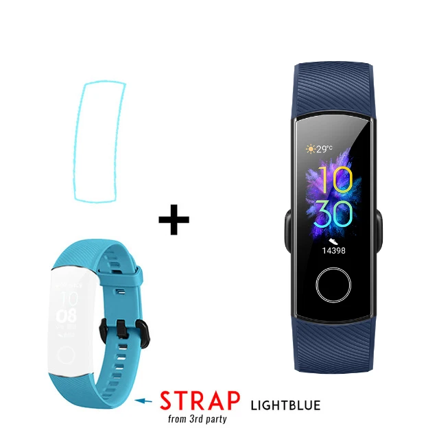 Смарт-браслет huawei Honor Band 5, пульсоксиметр, волшебный цветной сенсорный экран, плавающий ход, обнаружение пульса, сна, сна - Цвет: blue add Light blue